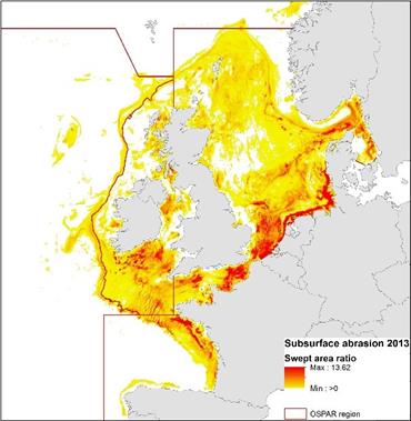 subsurface abrasion pressure map OSPAR area